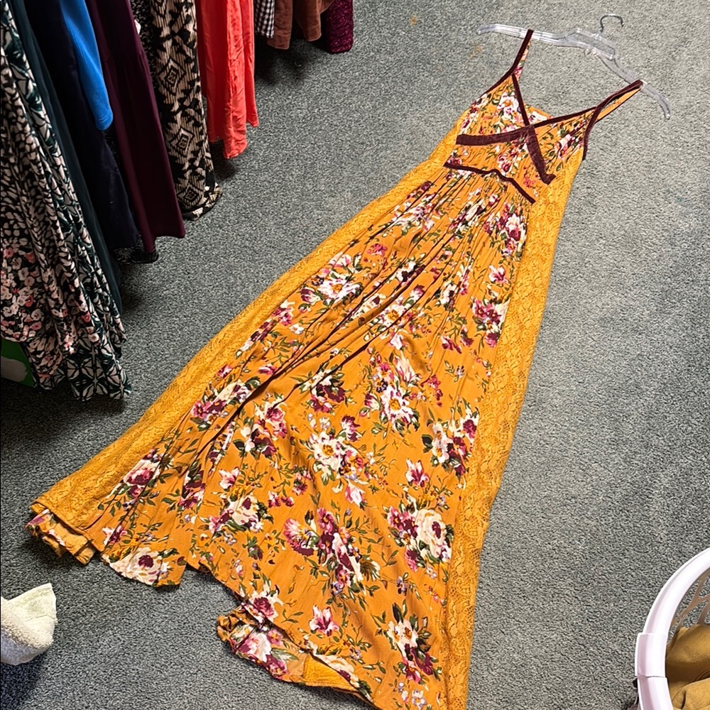 Floral Orange Maxi Dress